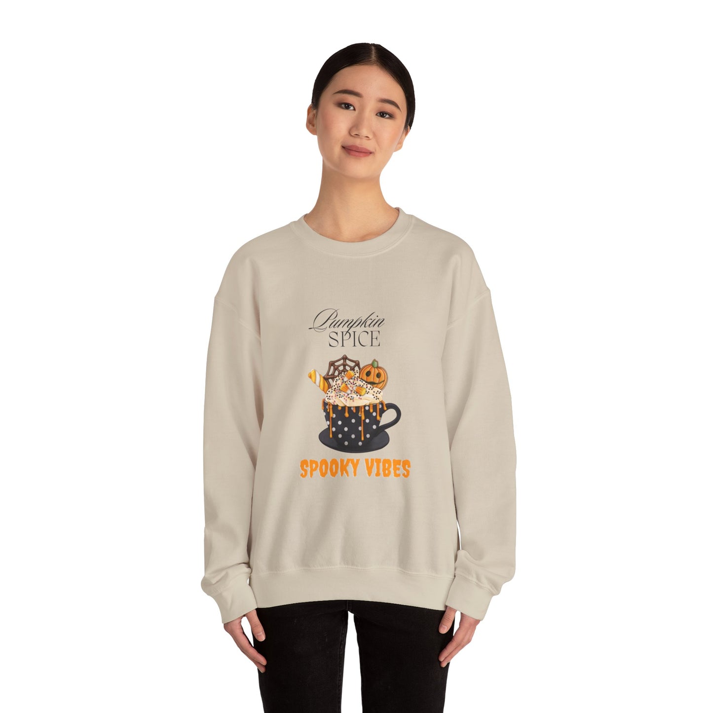 Pumpkin Spice Spooky Vibes Women's Sweatshirt - Cozy Fall and Halloween Fashion