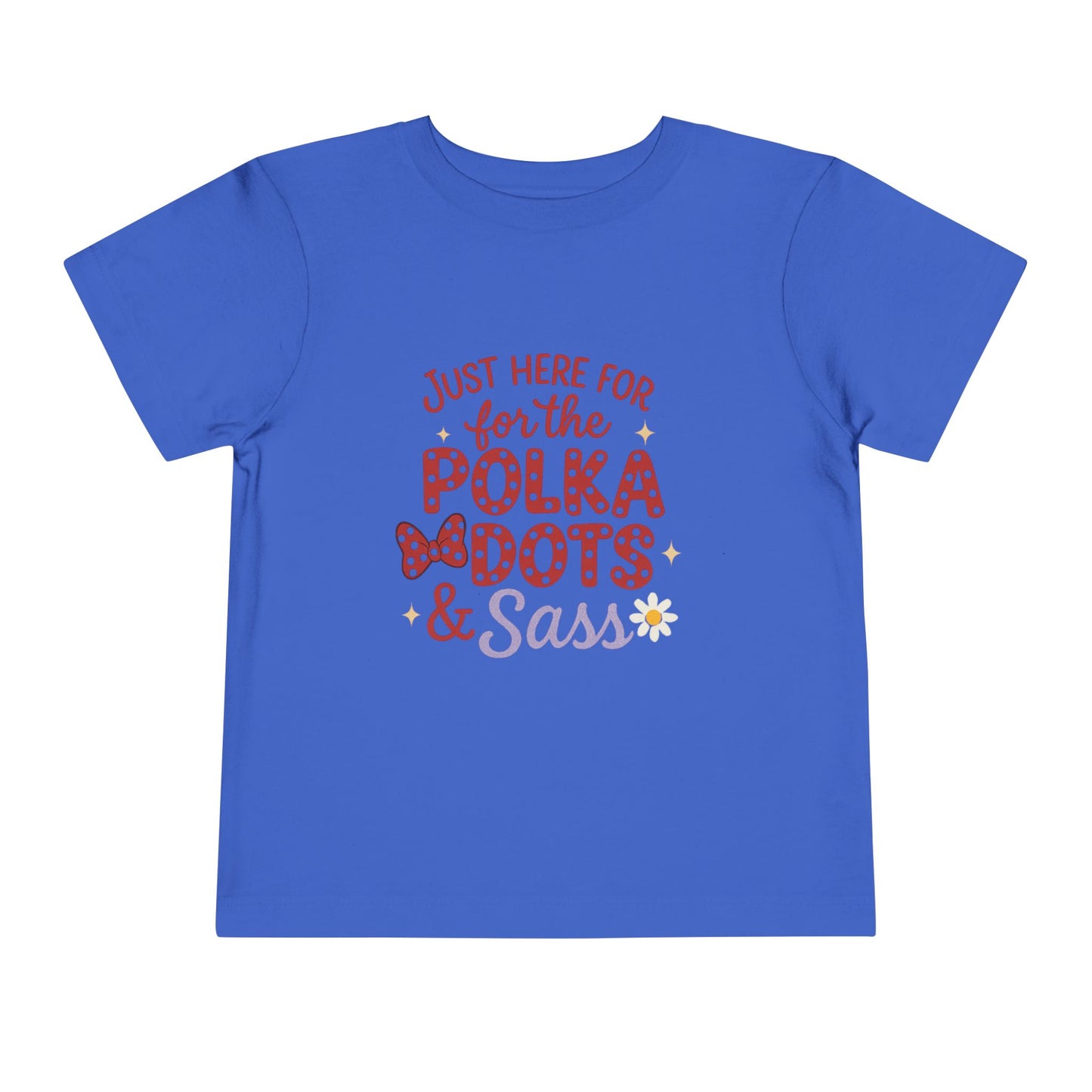 Just Here for the Polka Dots, Sass Shirt - Subtle Disney Inspired Girls Tee - Minnie Bow Shirt for Toddlers, Kids - Magical Park Outfit