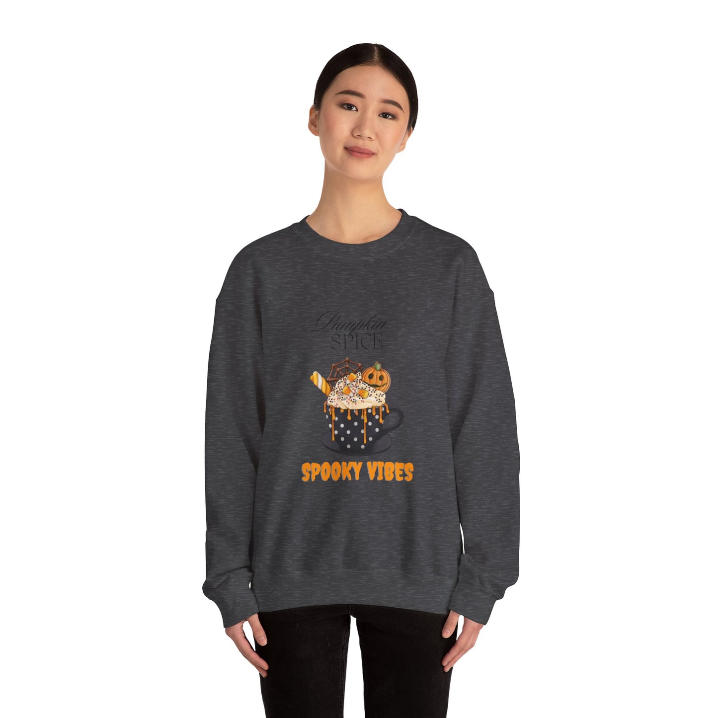 Pumpkin Spice Spooky Vibes Women's Sweatshirt - Cozy Fall and Halloween Fashion