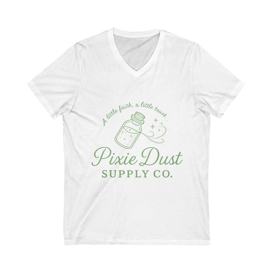 Pixie Dust Supply Co. V-Neck Tee, Magical T-Shirt, Fairy-Themed Merchandise, Gift for Dreamers, Enchanting Apparel, Lighthearted Fashion