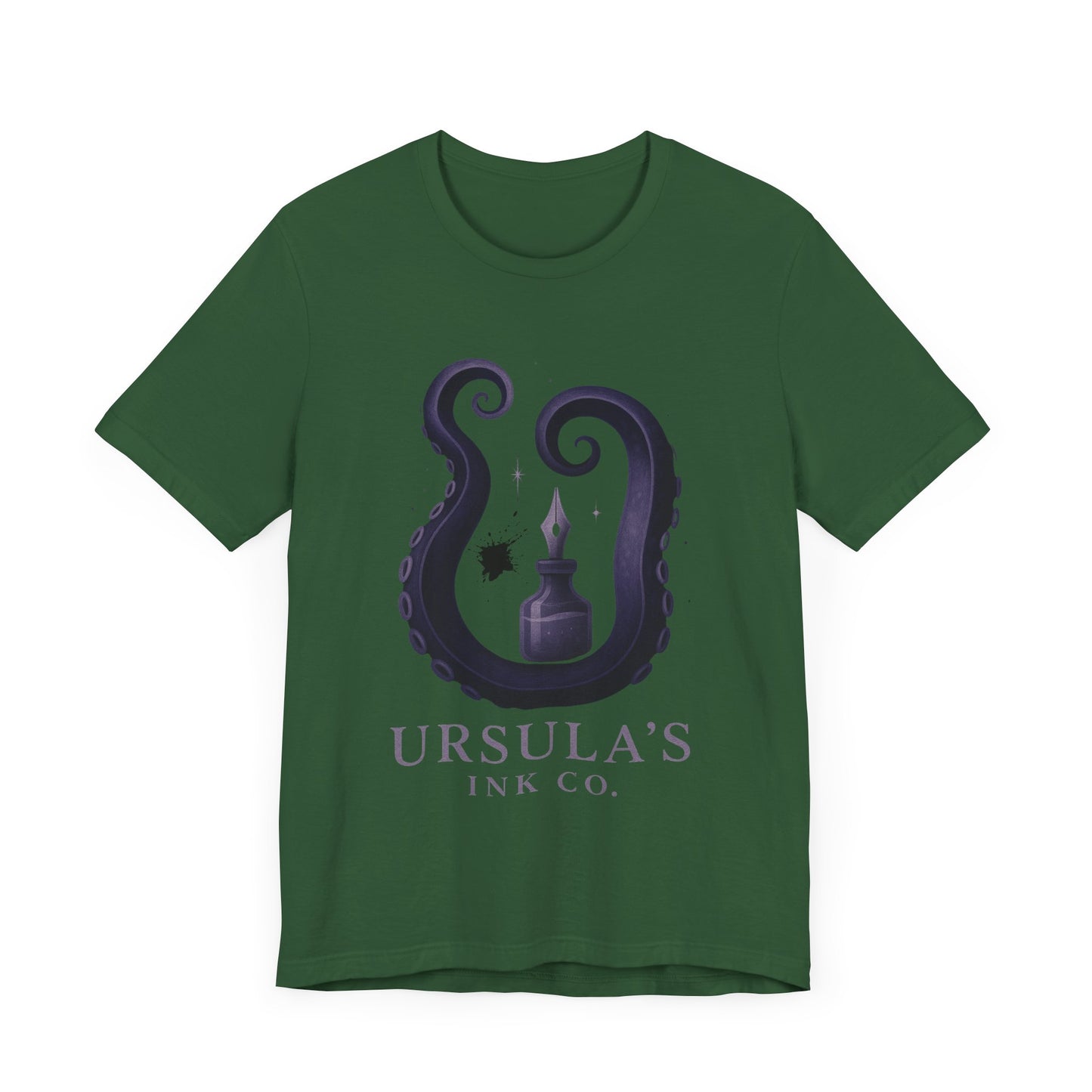 Ursulas Ink Co - Spooky Octopus Tentacle Ink Bottle T-Shirt - Vintage Nautical Style - Villain Themed - Disney Themed