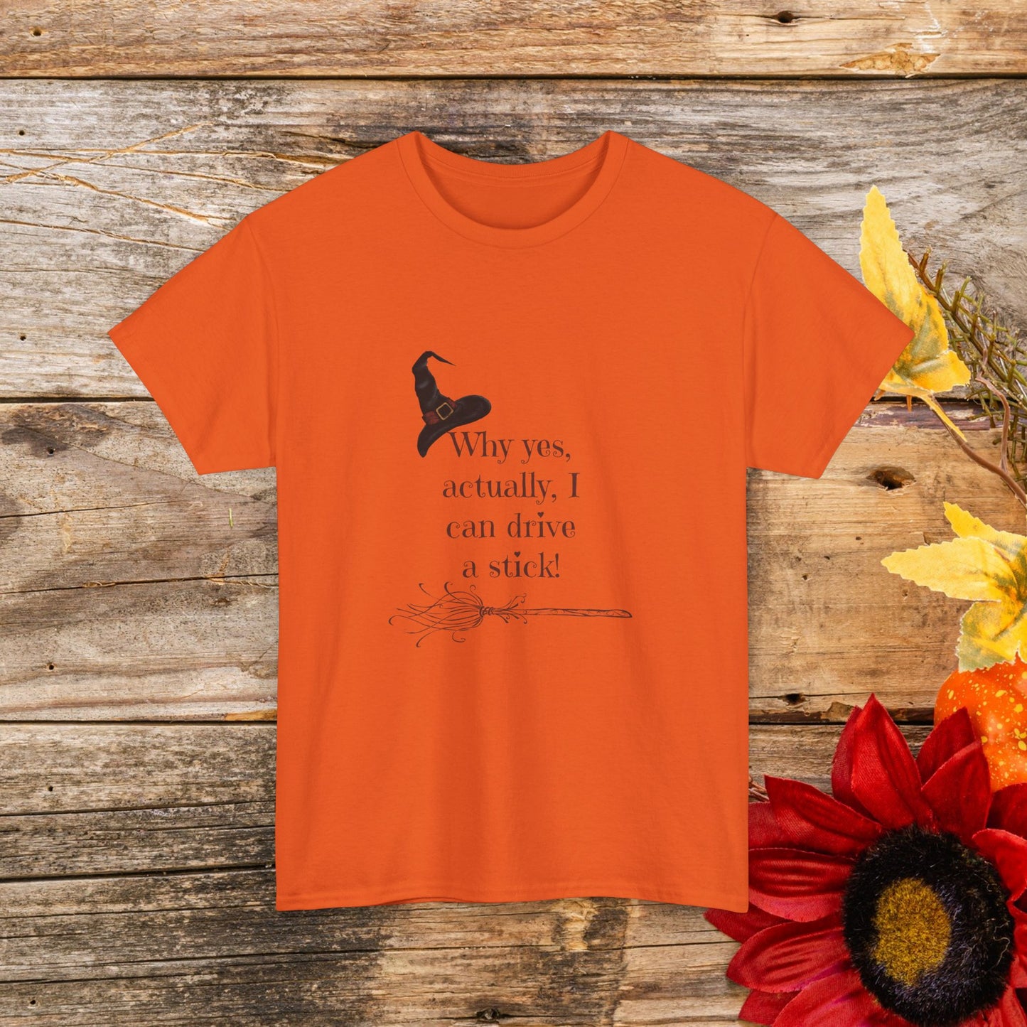 Why Yes, Actually I Can Drive a Stick T-Shirt - Witchy Broomstick Humor