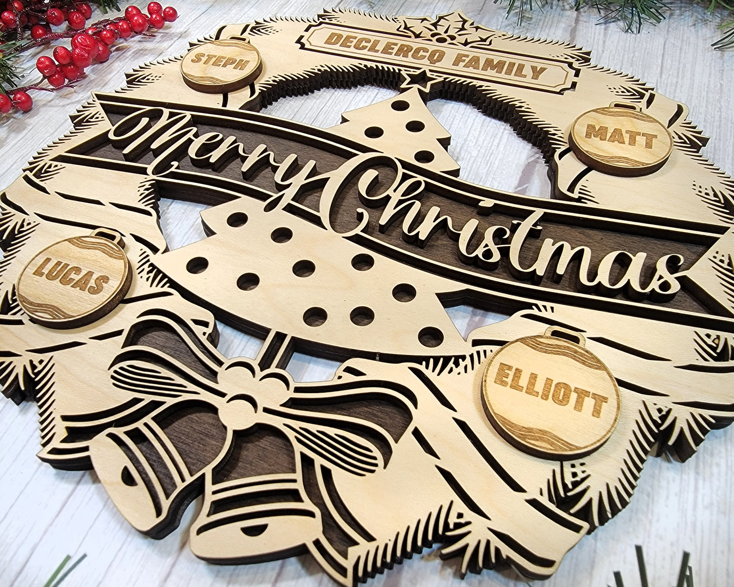 Personalized Wood Christmas Wreaths