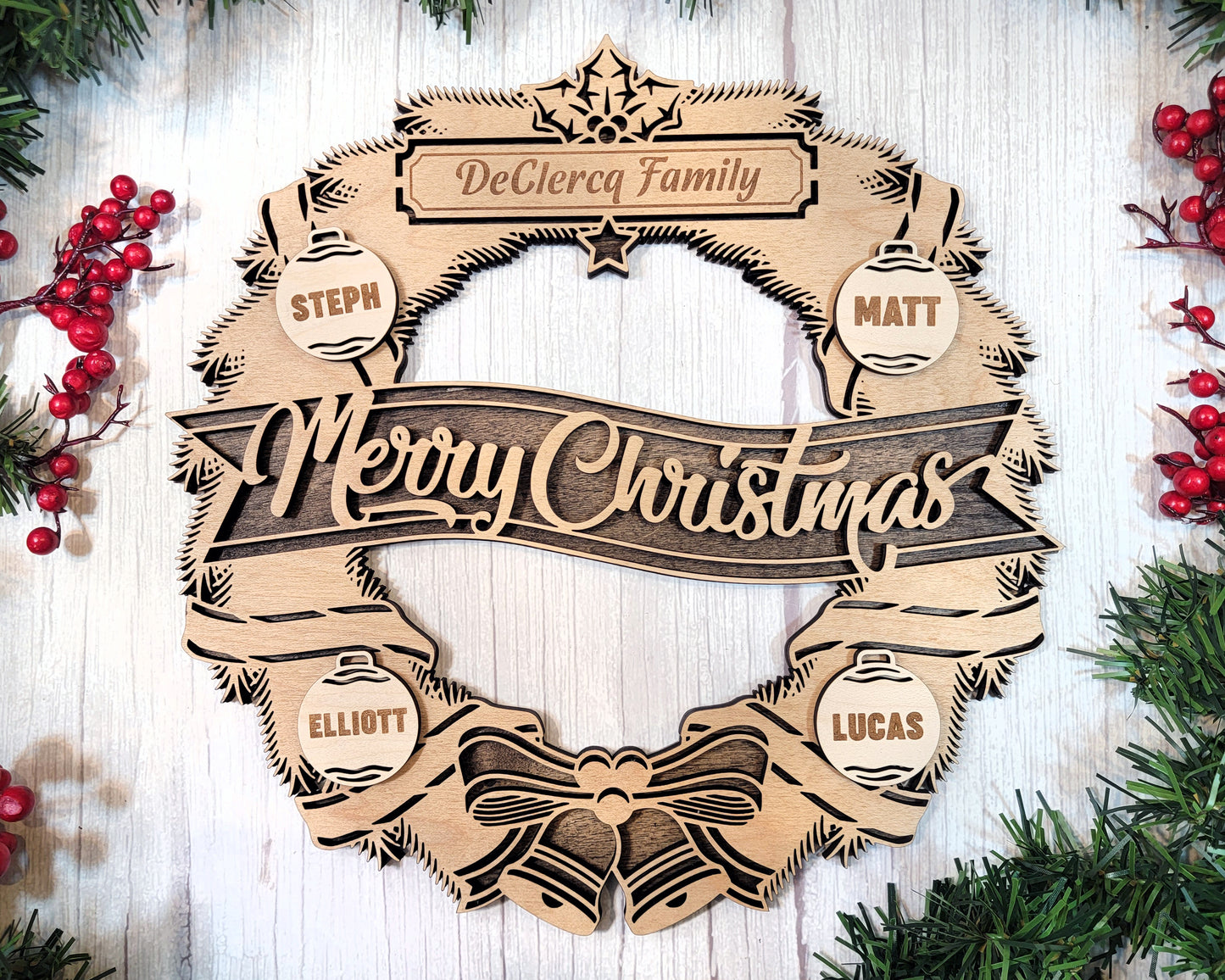 Personalized Wood Christmas Wreaths