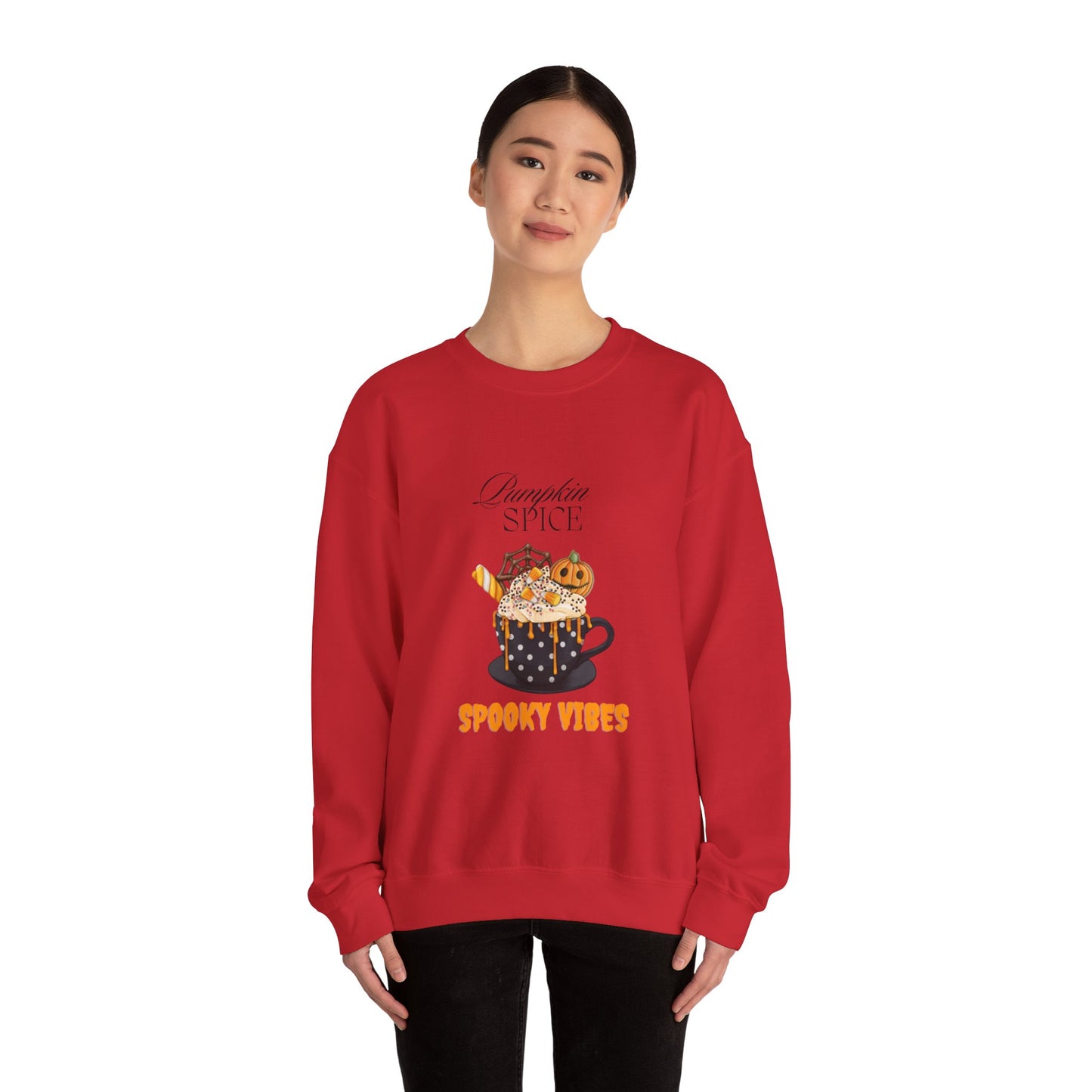 Pumpkin Spice Spooky Vibes Women's Sweatshirt - Cozy Fall and Halloween Fashion