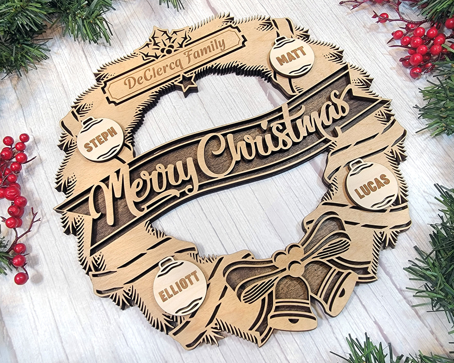 Personalized Wood Christmas Wreaths