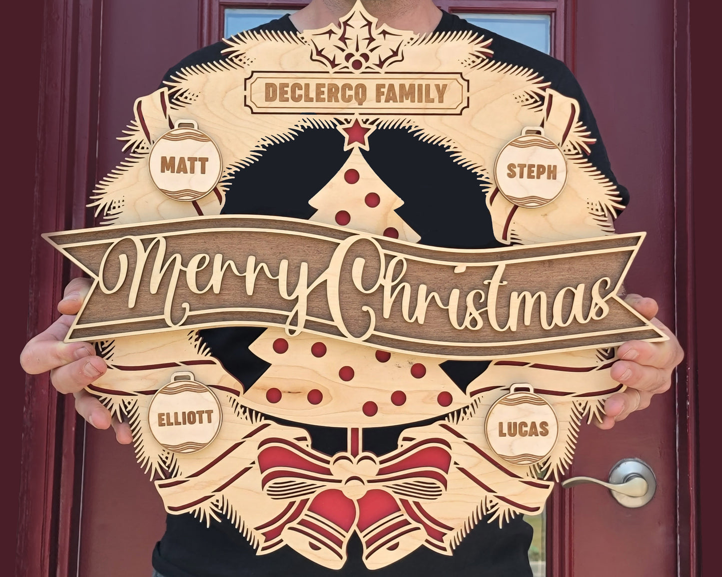 Personalized Wood Christmas Wreaths