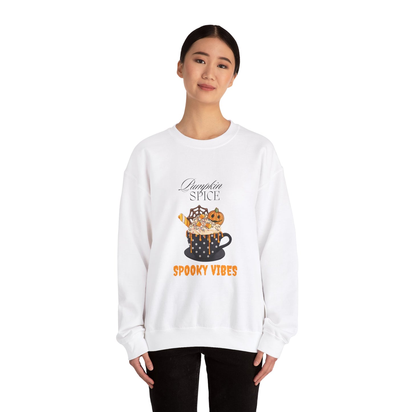 Pumpkin Spice Spooky Vibes Women's Sweatshirt - Cozy Fall and Halloween Fashion