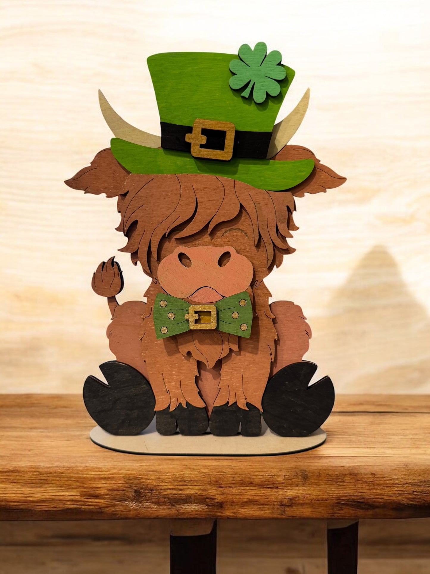 Handcrafted Wooden Highland Cows – Guinness, Stella & Tequila