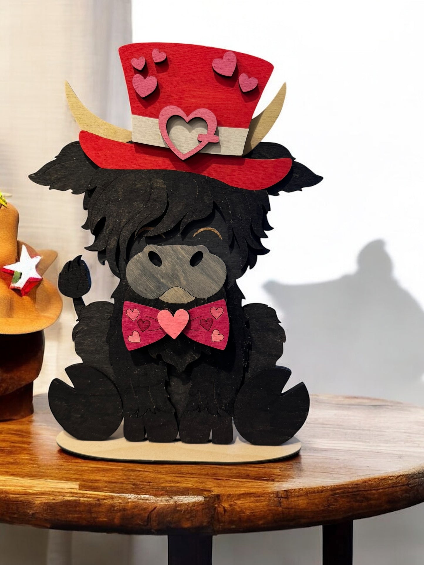 Handcrafted Wooden Highland Cows – Guinness, Stella & Tequila